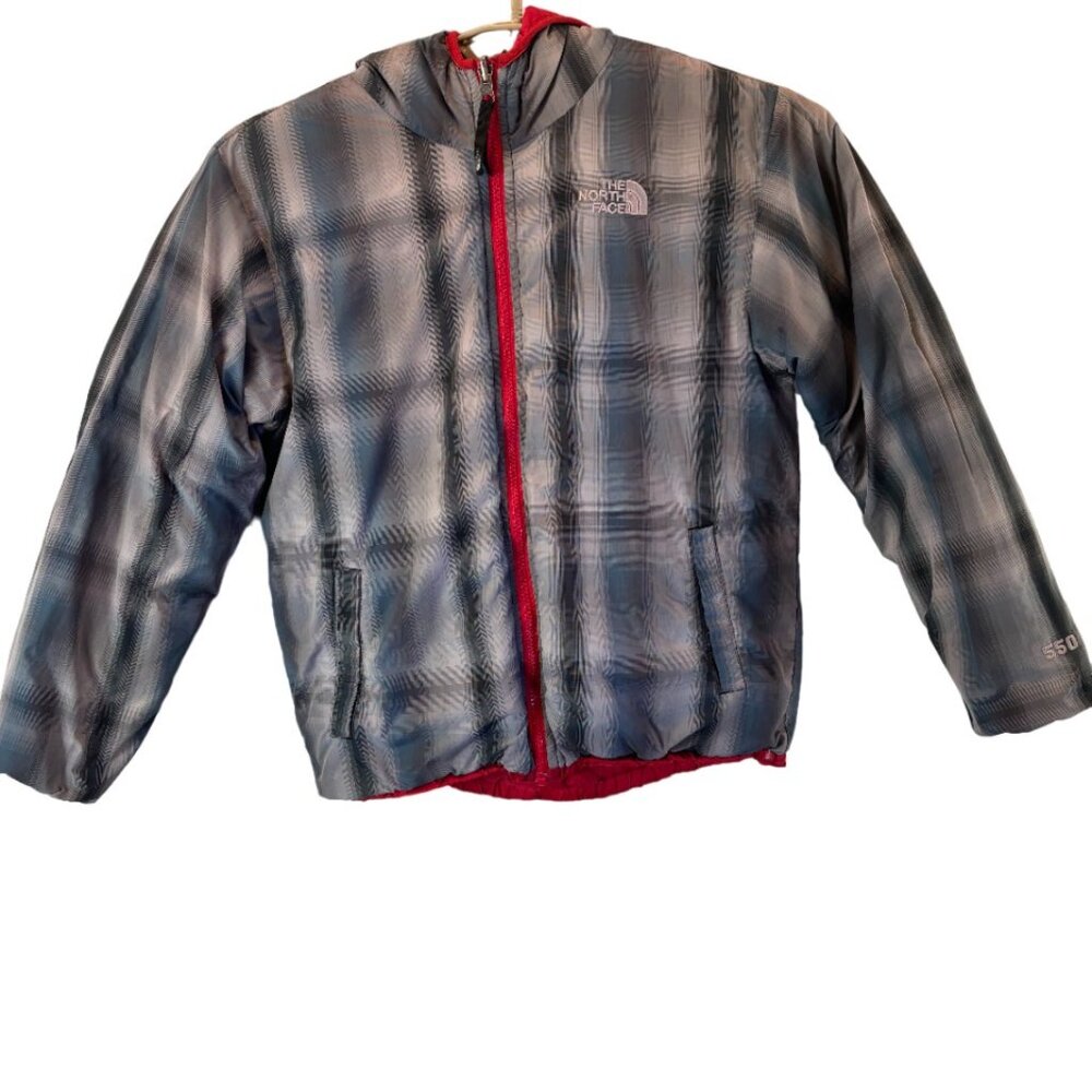 The North Face Boys Youth L 14 / 16 Red Gray Reversible Puffer Winter Jacket